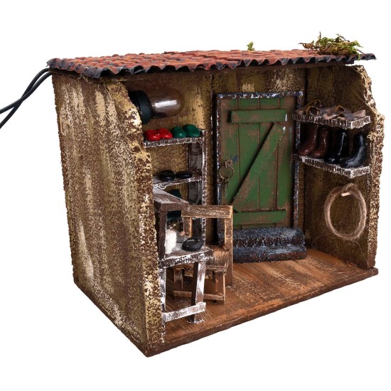 copy of countryside farmhouse illuminated by electricity with animals and