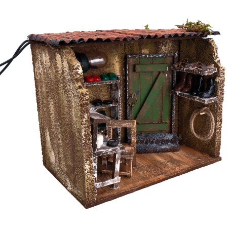 copy of countryside farmhouse illuminated by electricity with animals and