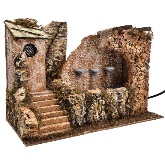 Fontana con tre getti con pompa funzionante a corrente cm