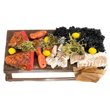 Banco del pesce cm 12,3x5,5x7,5 h per presepe Mondo Presepi