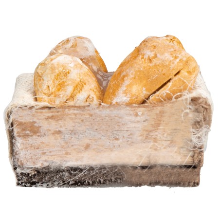 Wooden box with bread cm 3.2x1.8x2.3 h for Mondo nativity scene