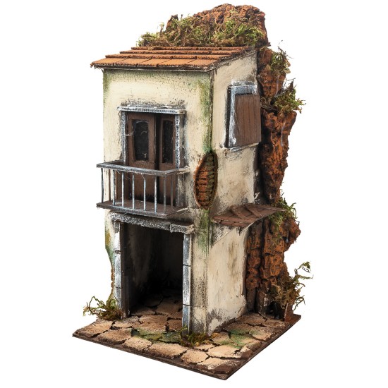 Casa napolitana de dos pisos con balcón cm 20x20x38,5 h para