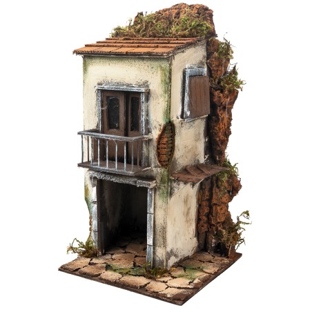 Casa napolitana de dos pisos con balcón cm 20x20x38,5 h para