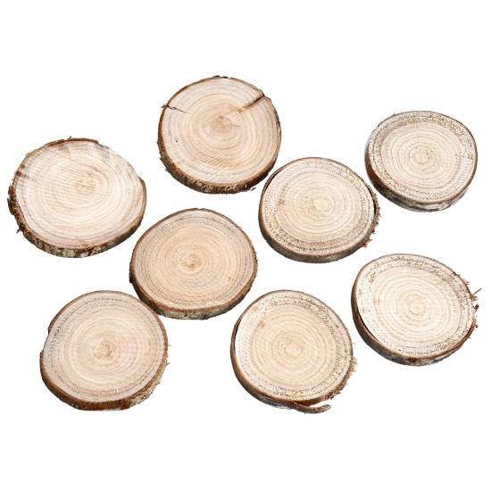 Conjunto de ocho bases de madera Ø 7,3 cm para belén Mondo Presepi