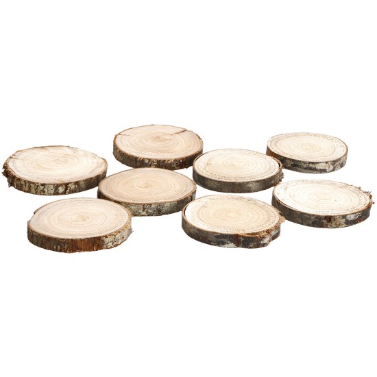 Set of eight wooden bases Ø 7.3 cm for Nativity scene Mondo Presepi