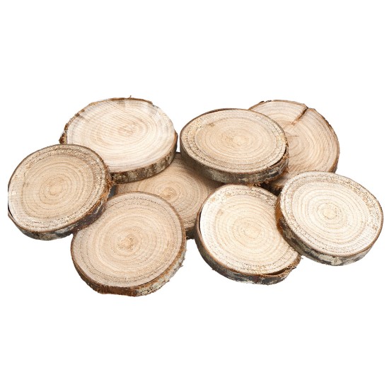 Conjunto de ocho bases de madera Ø 7,3 cm para belén Mondo Presepi