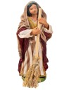 Contadina con scopa 12 cm in terracotta con abiti in tessuto