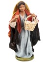 Peasant woman with a basket of eggs 12 cm in terracotta with
