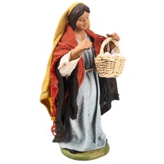 Contadina con cesto di uova 12 cm in terracotta con abiti in 2