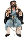 Uomo seduto serie 15 cm in terracotta con abiti in tessuto