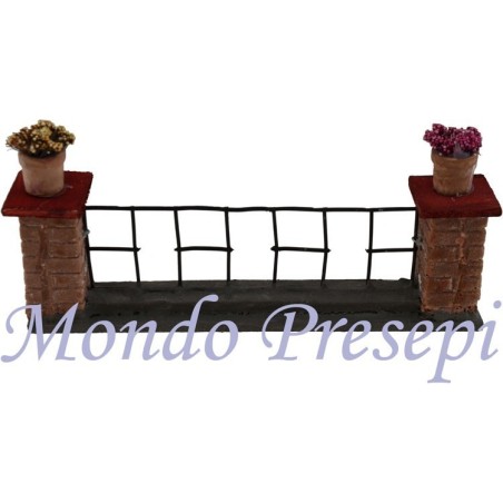 Railing with pillars and vases, cm 18,5