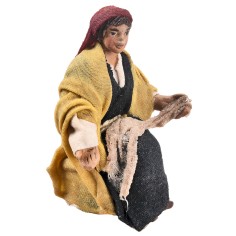Mujer sentada serie 9-10 cm en terracota con ropa de tela 2