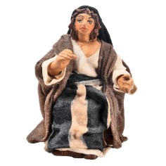 Contadina seduta serie 9-10 cm in terracotta con abiti in