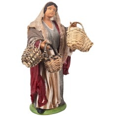 Campesina con cestas vacías serie 15-16 cm en terracota con 2