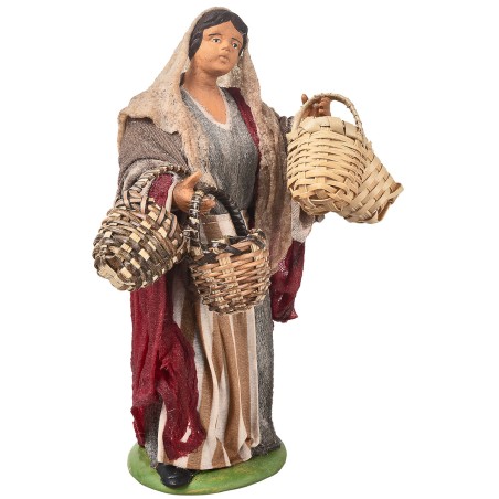 Campesina con cestas vacías serie 15-16 cm en terracota con