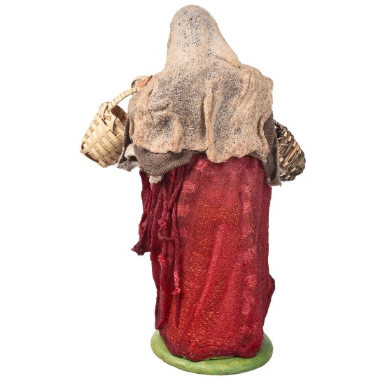 Peasant woman with empty baskets series 15-16 cm in terracotta with