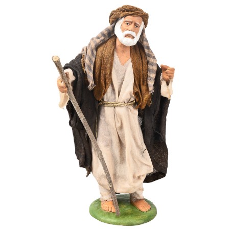 Purín con bastón serie 16 cm en terracota con ropa en