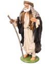 Pastor con bastón serie 16 cm en terracota con ropa de tela