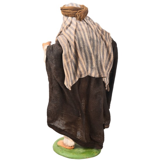 Shepherd with staff series 16 cm in terracotta with fabric