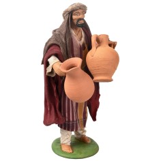 Hombre con ánforas serie 16 cm en terracota con ropa de tela 2