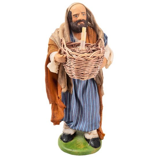 Arab man with demijohn 13 cm in terracotta with fabric clothing