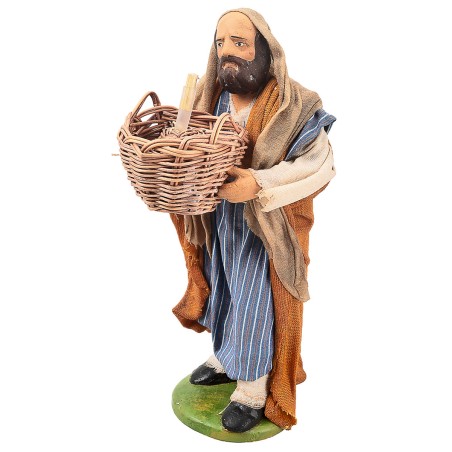 Arab man with demijohn 13 cm in terracotta with fabric clothing