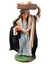 Woman with a crate of fruit 10 cm in terracotta with fabric
