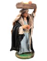Woman with a crate of fruit 10 cm in terracotta with fabric