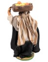 Woman with a crate of fruit 10 cm in terracotta with fabric