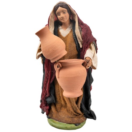 Mujer árabe con jarras 12 cm en terracota con ropa en