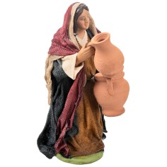 Donna araba con brocche 12 cm in terracotta con abiti in tessuto 2