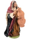 Mujer árabe con jarras 12 cm en terracota con ropas de tela