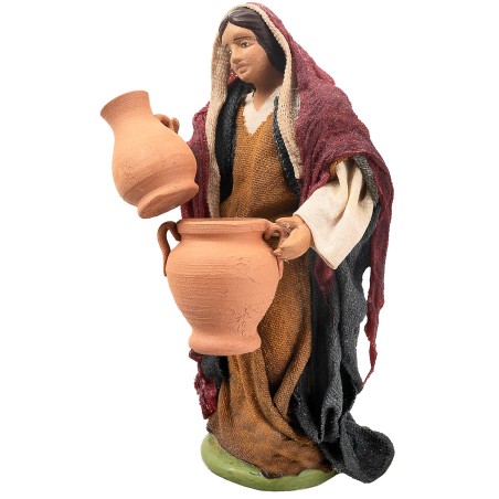 Donna araba con brocche 12 cm in terracotta con abiti in