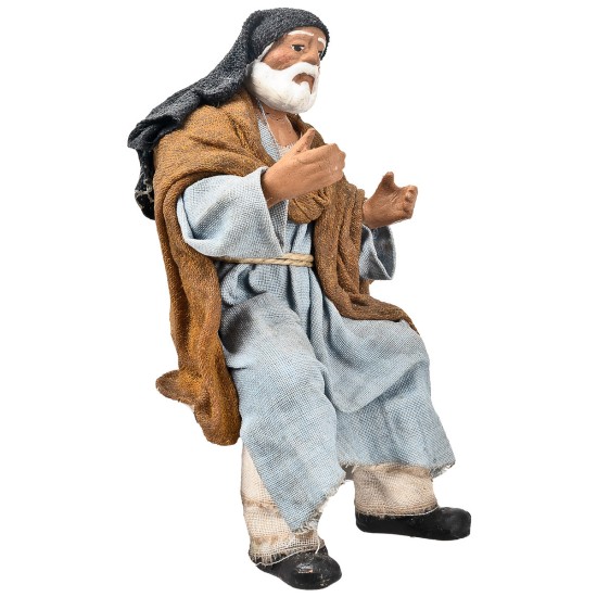 Uomo palestinese seduto serie 15 cm in terracotta con abiti in