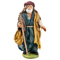 Pastore arabo con bastone 13 cm in terracotta con abiti in