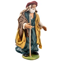Pastore arabo con bastone 13 cm in terracotta con abiti in 2