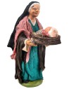 Mujer con cesta de jamones 12 cm en terracota con ropa de tela