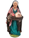 Woman with a basket of hams 12 cm in terracotta with fabric