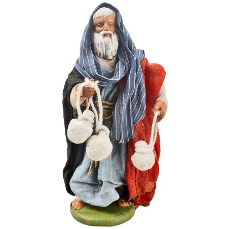 Pastor con quesos serie 12-13 cm en terracota con ropa de tela