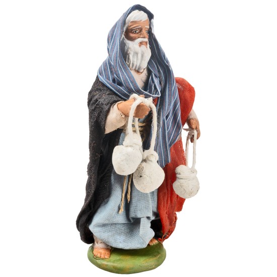 Shepherd with cheese series 12-13 cm in terracotta with clothes in