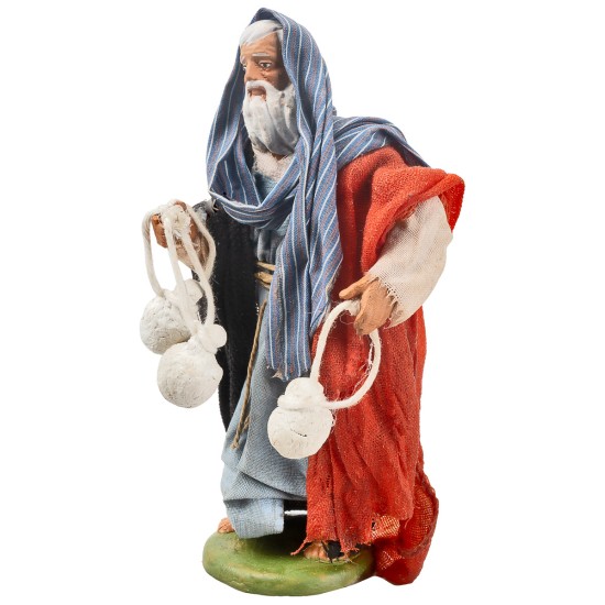 Pastor con quesos serie 12-13 cm en terracota con ropa de tela
