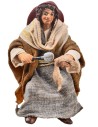 Seated woman with fabric 10 cm series in terracotta with fabric