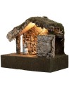 Illuminated hut with Nativity scene and moving bagpiper cm