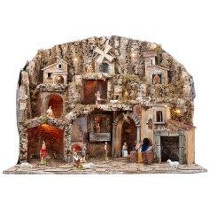 copy of Handcrafted nativity scene with moving mill, stream and
