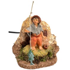 Niño que pesca serie 12 cm Fontanini en movimiento para