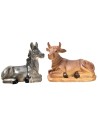 Set ox and donkey seated series 12 cm for nativity scene Mondo Presepi