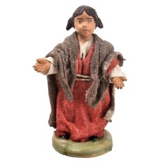Girl series 12 cm in terracotta with fabric clothes