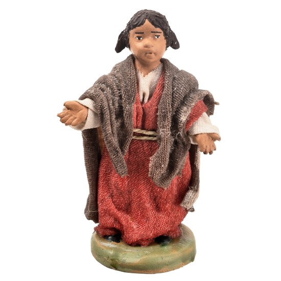 Bambina serie 12 cm in terracotta con abiti in tessuto