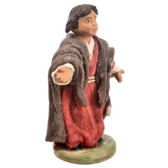 Girl series 12 cm in terracotta with fabric clothes 2