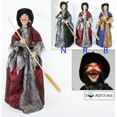 Befana with lights and sounds 60 cm available in colors